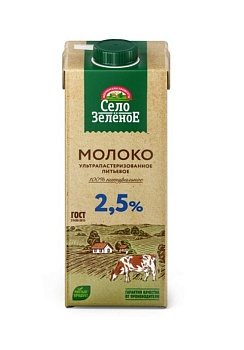Молоко Село Зеленое питьевое ультрапастеризованное 2,5% 950 мл от магазина Окраина
