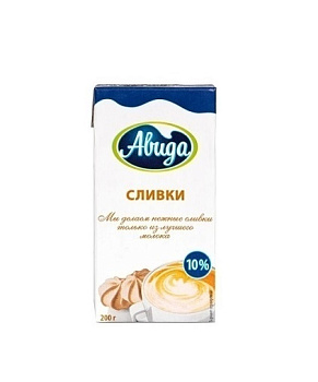 Сливки Авида ультрапастеризованные 10% 200мл от магазина Окраина