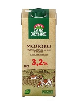 Молоко Село Зеленое питьевое ультрапастеризованное 3,2% 950 мл от магазина Окраина