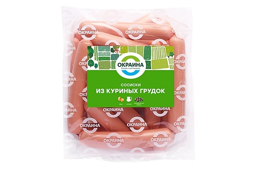 Сосиски из куриных грудок в оболочке полиамид ~1.3кг от магазина Окраина