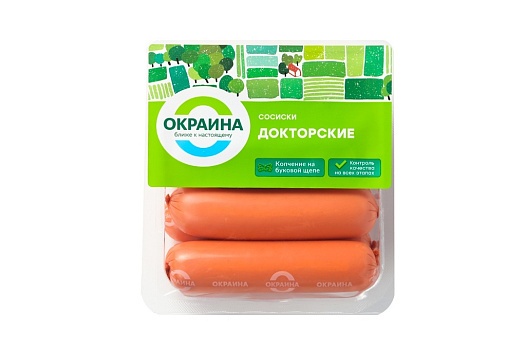 Сосиски Докторские в оболочке амицел 350г от магазина Окраина