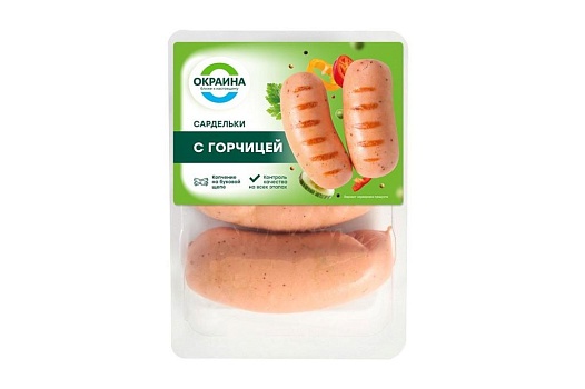 Сардельки с горчицей ~400г от магазина Окраина
