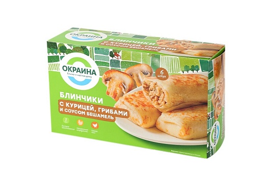 Блинчики с курицей, грибами и соусом Бешамель замороженные 450г от магазина Окраина