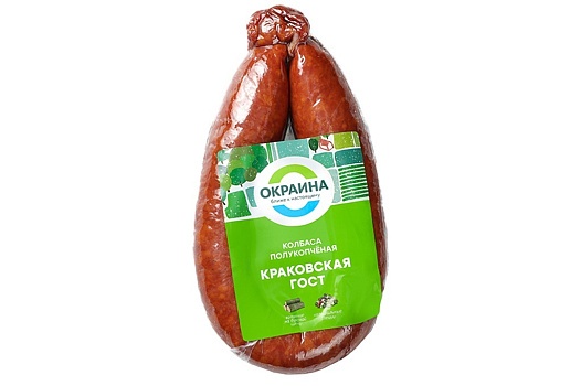 Краковская ГОСТ колбаса полукопченая в натуральной оболочке ~500г от магазина Окраина