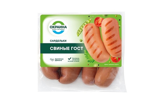 Сардельки Свиные ГОСТ в натуральной оболочке ~650г от магазина Окраина