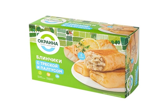 Блинчики с треской и палтусом 450г от магазина Окраина
