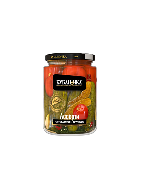 Ассорти КУБАНОЧКА маринованное (томаты и огурцы) 720г от магазина Окраина