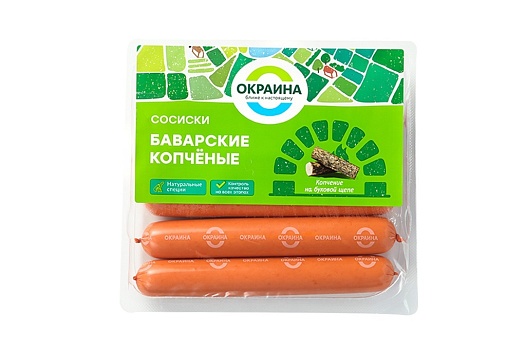 Сосиски Баварские копчёные 380г от магазина Окраина