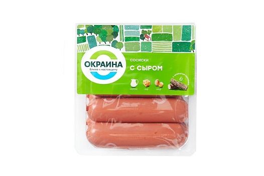 Сосиски с сыром в оболочке амицел 350г от магазина Окраина